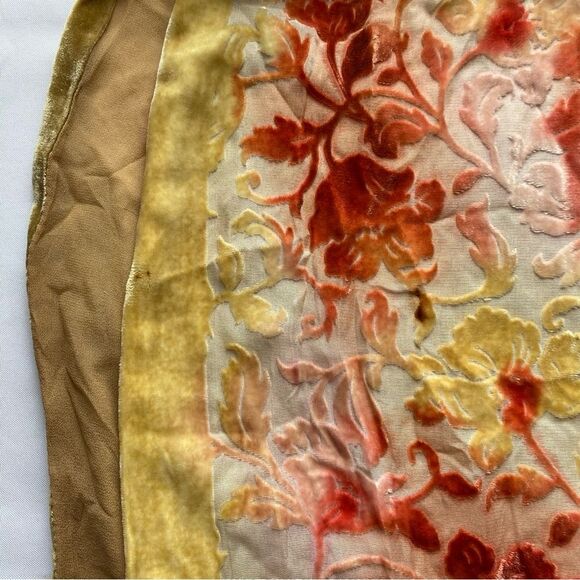 Rare Vintage Oscar de la Renta Floral Ombre Silk and Velvet Burned Out Scarf - Picture 12 of 15